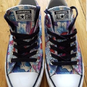 Converse blue floral sneakers